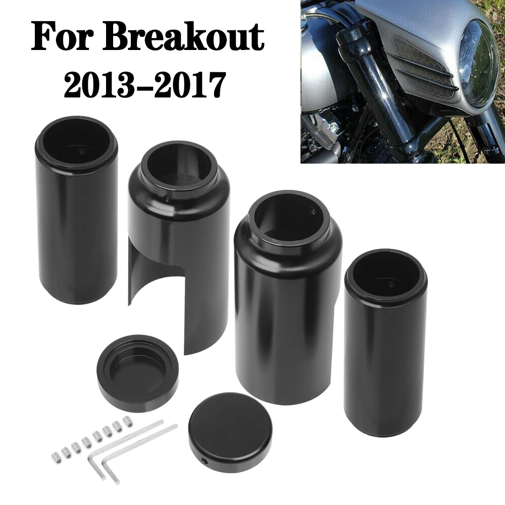 

Motorcycle Aluminum Black Full Fork Cover Fork Tubes Caps Set For Harley Softail Breakout Hard Candy Custom FXSB 2013-2017 2016