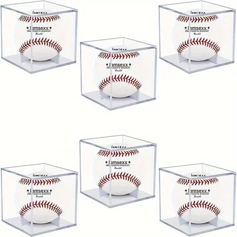 Transparent Acrylic Baseball Display Case, Standing Design, Dustproof Polycarbonate Material, Ideal for Collectible Memorabilia