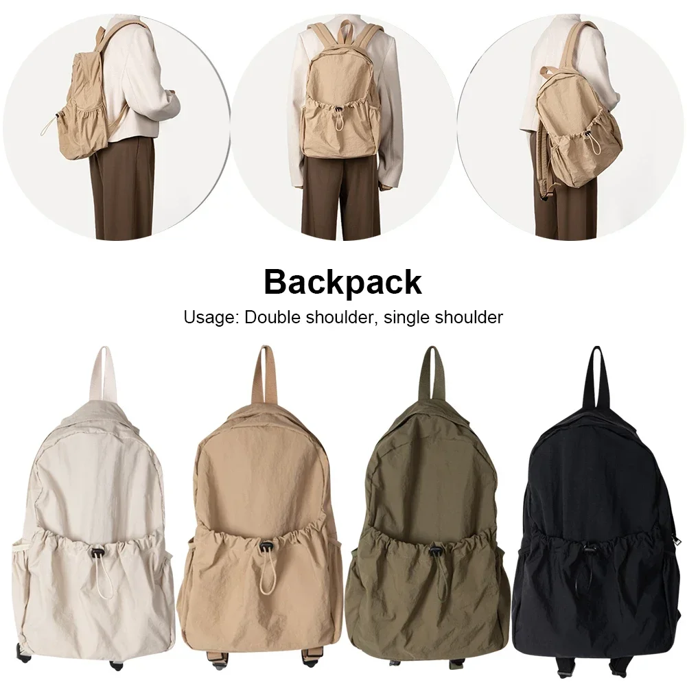 

Women Travel Backpack Nylon Fashion Middle Student Backpack Light Weight Large Capacity Portable Drawstring Teenage Girls Boys