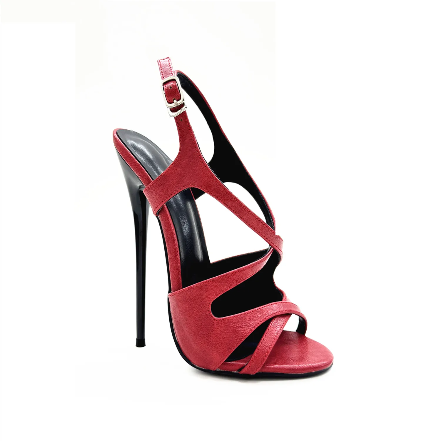 Sandali con tacco alto 16 cm/14 cm, scarpe da spettacolo teatrale in pelle opaca, cinturino a T, tacchi estivi unisex, scavate sul retro, colori personalizzati