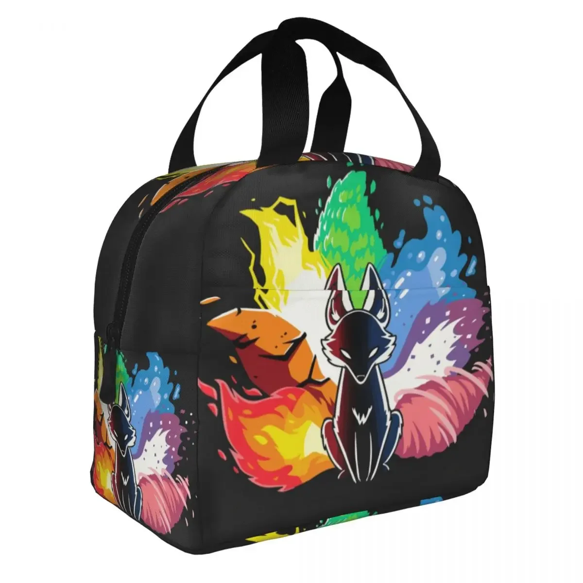 Kitsune Nine Tail Fox Lunch Bag for Camping Travel Reusable Picnic Thermal Cooler Insulated Lunch Box Women Kids Tote Container