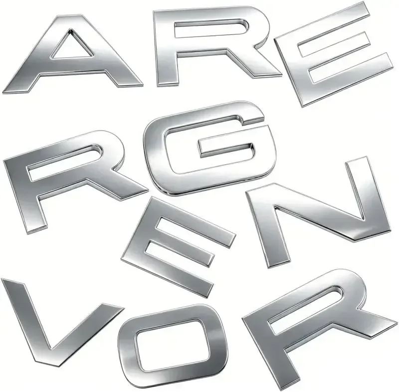 Car Emblem 3D Raised ABS Letter Decal Glossy Black Compatible with RxxxE and RxxxR Replacement for Front Grill Hood and Tailgate