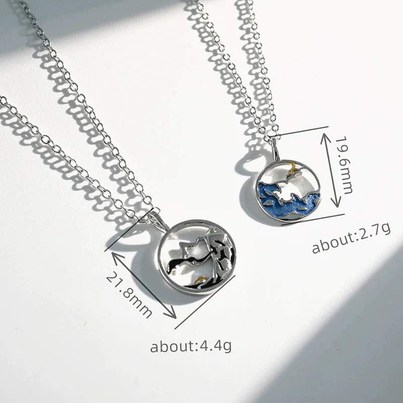 Mountain and Sea Oath Couple Necklace Simple Choker Chain Trendy Creative Valentine's Day Gift For Women And Men KOFSAC