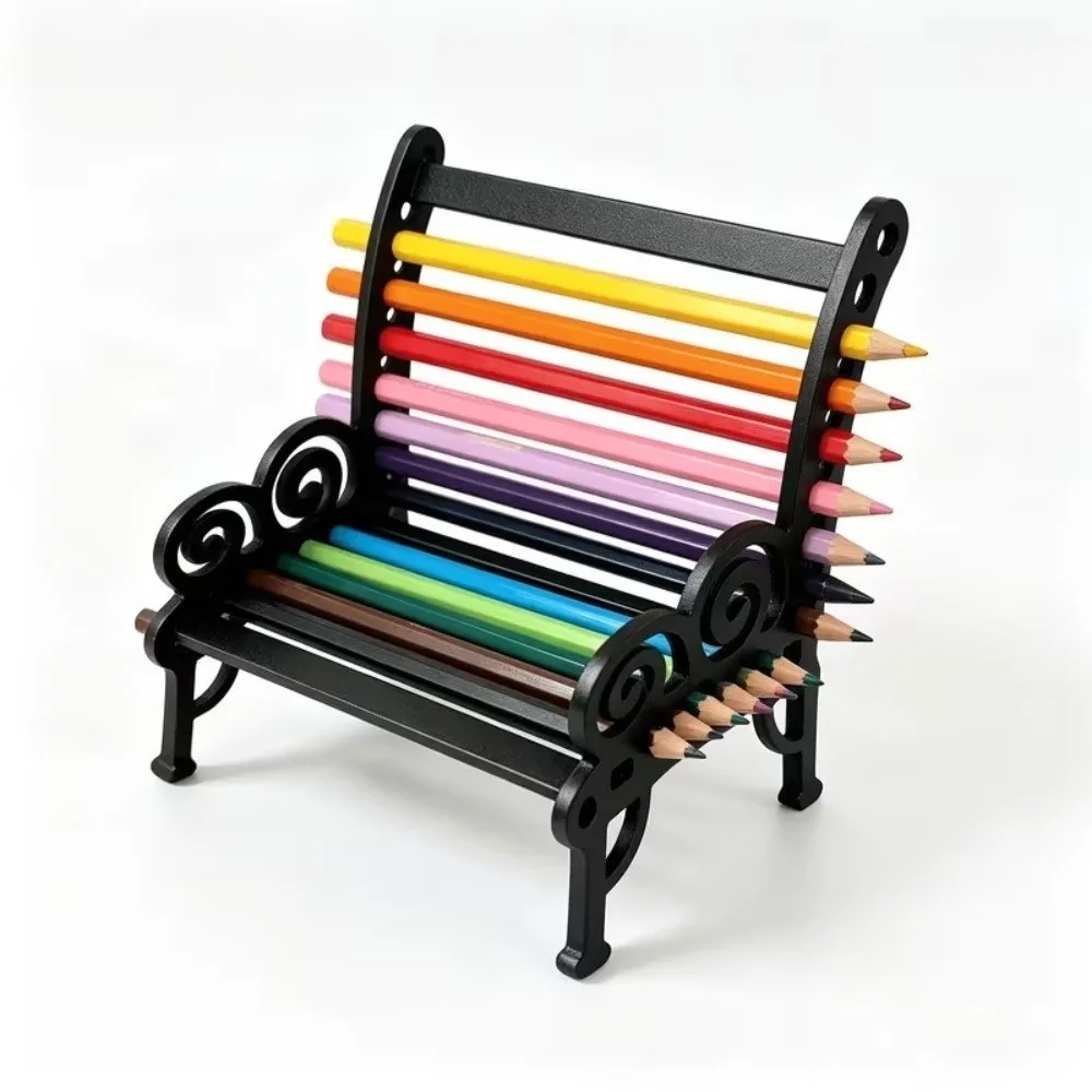 Unique 3D Printing Bench-Shaped Pencil Holder Self-Assembly Required Plastic Stationery Holder Fun Style Pencil Organizer For