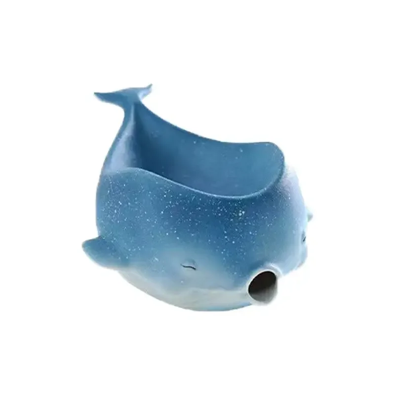 Creative Whale Shark Drain Soap Dish, Ceramic Soap Box, Light Luxury, Starry Whale, Household Bathroom Decoration