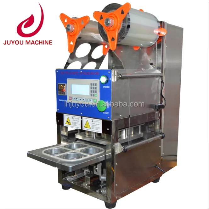 JUYOU Cup Sealing Machine Plastic Yogurt Juice Bubble Tea Equipment Fully Automatic Jelly Boba Milk Tea Cup Sealing Machine