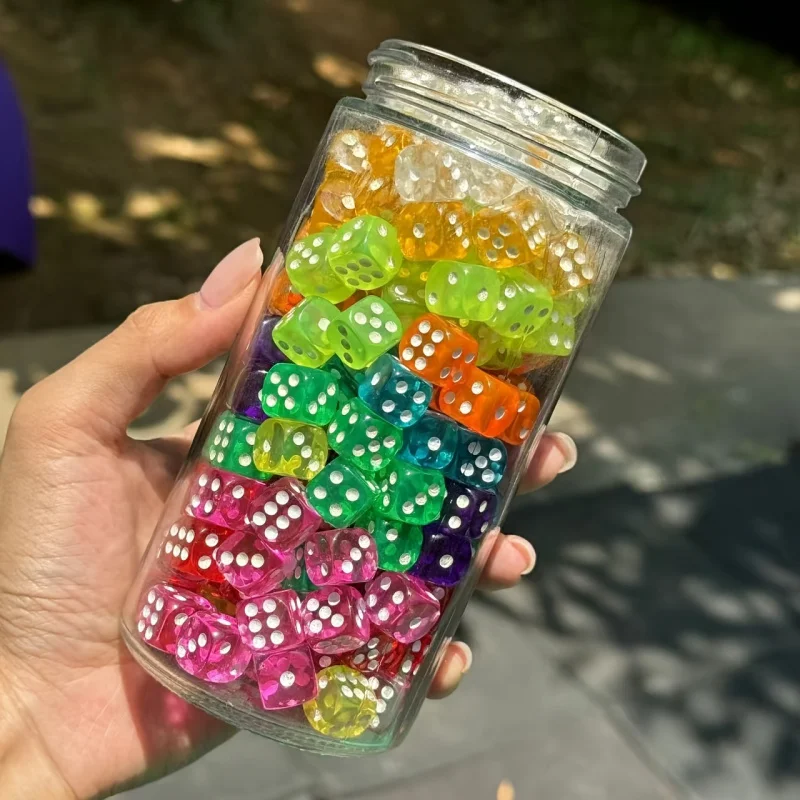 50-Pack Acrylic Dice Suit, Transparent Candy Color Multi-Functional, Suitable for Party Gifts and Action Games-Multi-Sided Shape