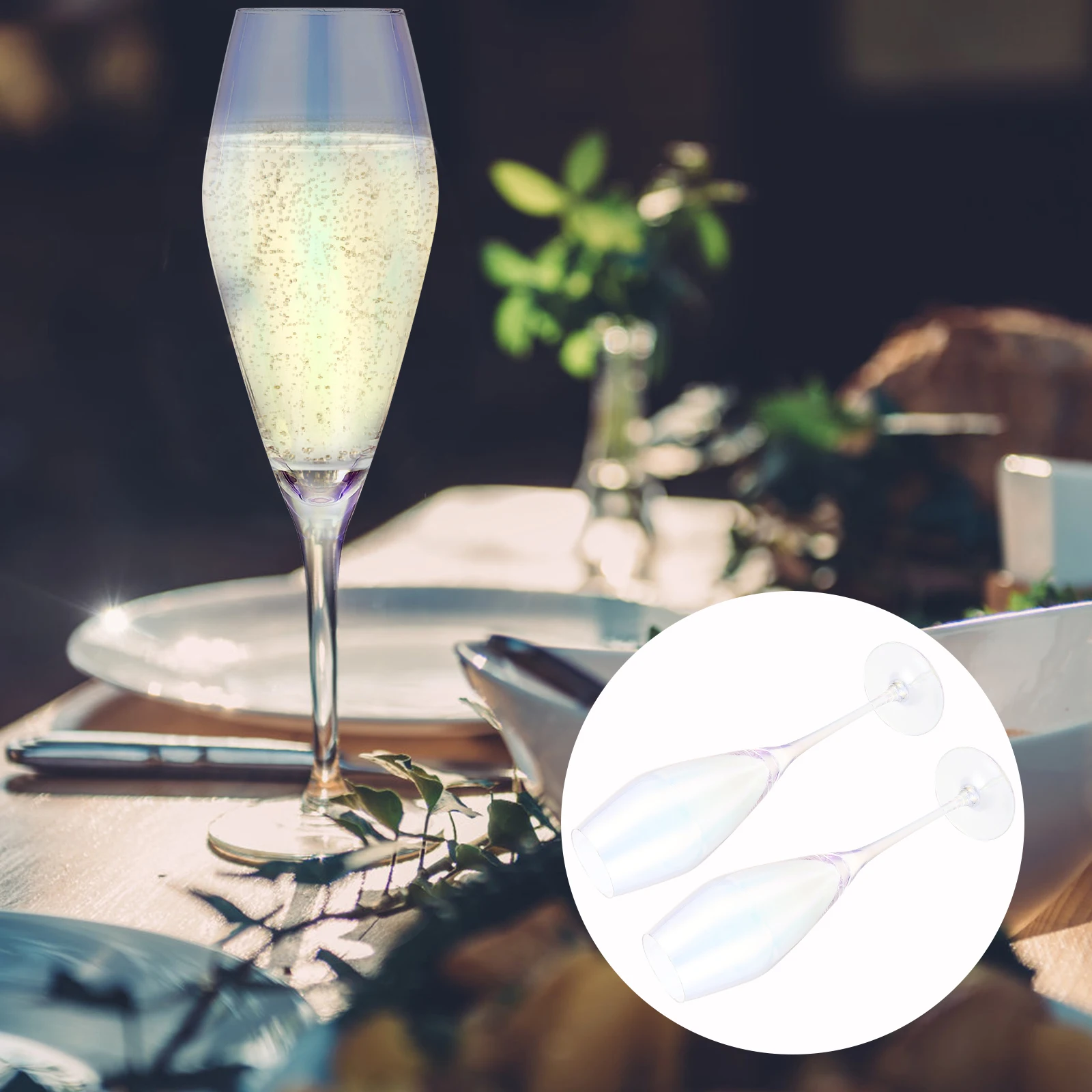 

2pcs Rainbow Crystal Wedding Glasses Bride Groom Flutes Lightweight Glassware
