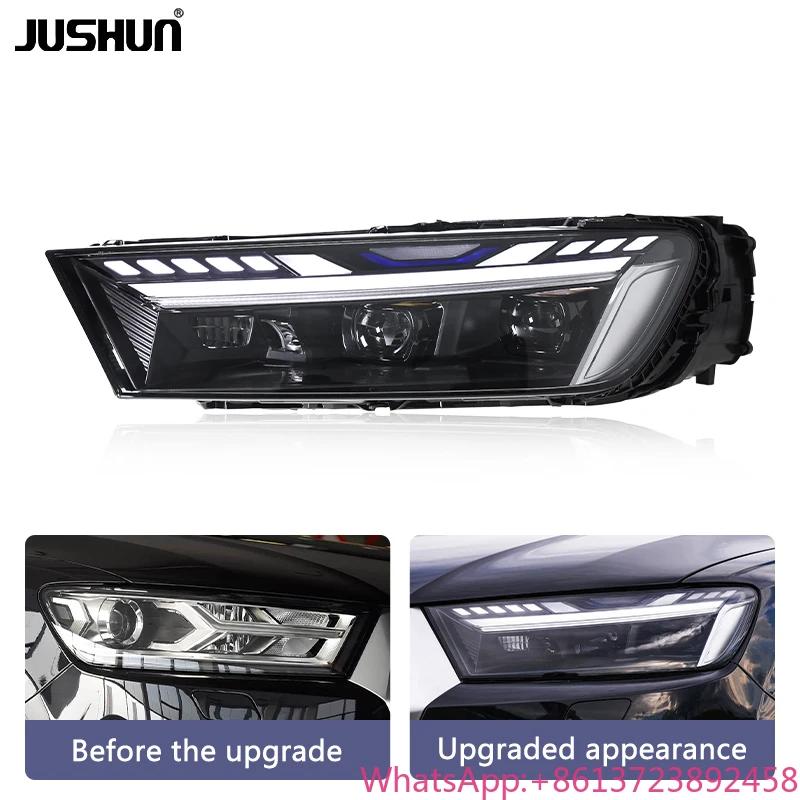 

JUSHUN LED Headlight for Audi Q7 2016-2019 Projector Lens Head Lamp Dynamic Signal Animation Car Accessories Plug and Play