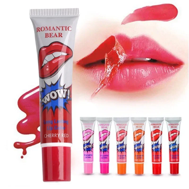 Lápiz labial líquido rojo Sexy, máscara de brillo de labios larga, Base impermeable, hidratante, maquillaje, Peel Off, brillo de labios, cosméticos,