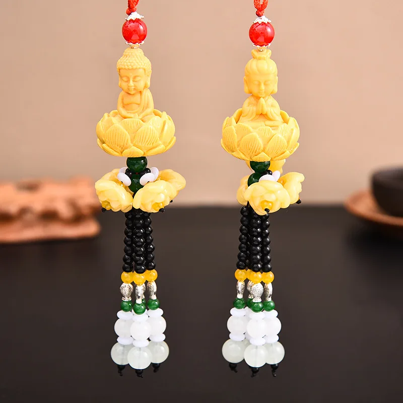 Car Pendant Ping An Buddha Lotus Seat High End Interior Decoration Rear View Mirror Ping An Interior Car Hanging Pendant