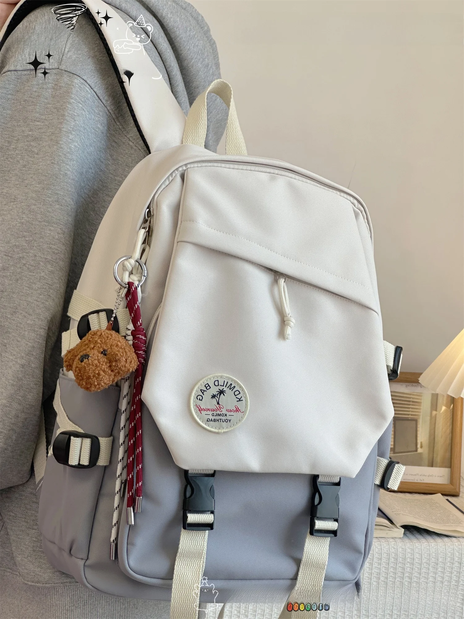 

Большая вместительная сумка-рюкзак из нейлона с двумя плечевыми ремнями, повседневная, для поездок на работу, подходит для студентов колледжей.