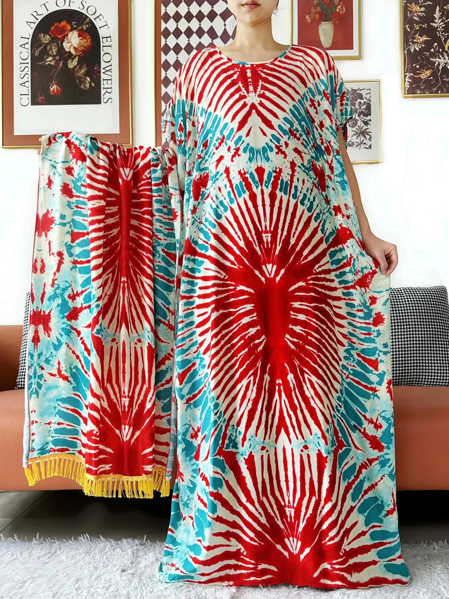 

Новейшее элегантное мусульманское платье с цветочным принтом, хлопковое женское свободное платье Абая в стиле бохо, повседневное платье в африканском стиле, Vestidos