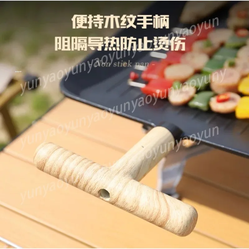 Non-Stick Fry Grill Pan, Portable BBQ Griddle  Camping Home Meat Roaster Plate view 5