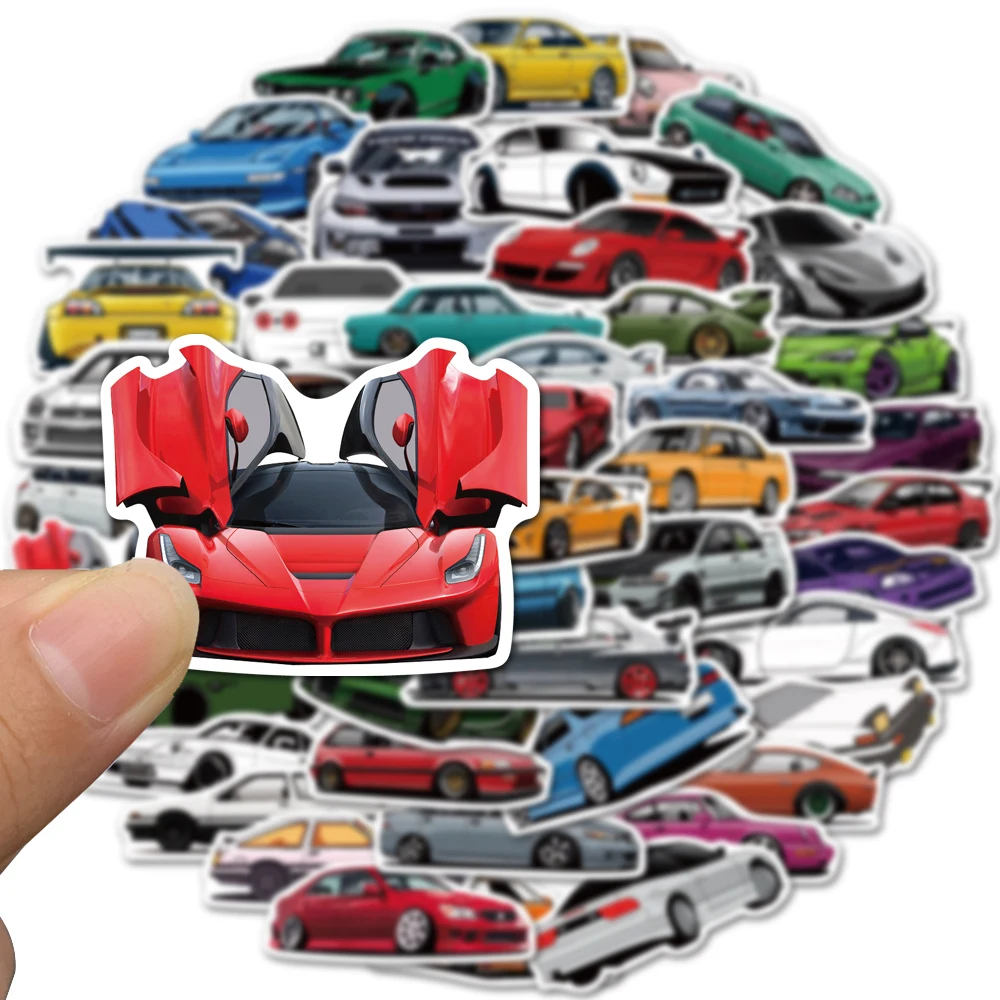 50/100pcs Cool Sports Racing Car Stickers for Bicycle Helmet Luggage Skateboard Phone Decal Sticker Bomb JDM Styling Kids Toy