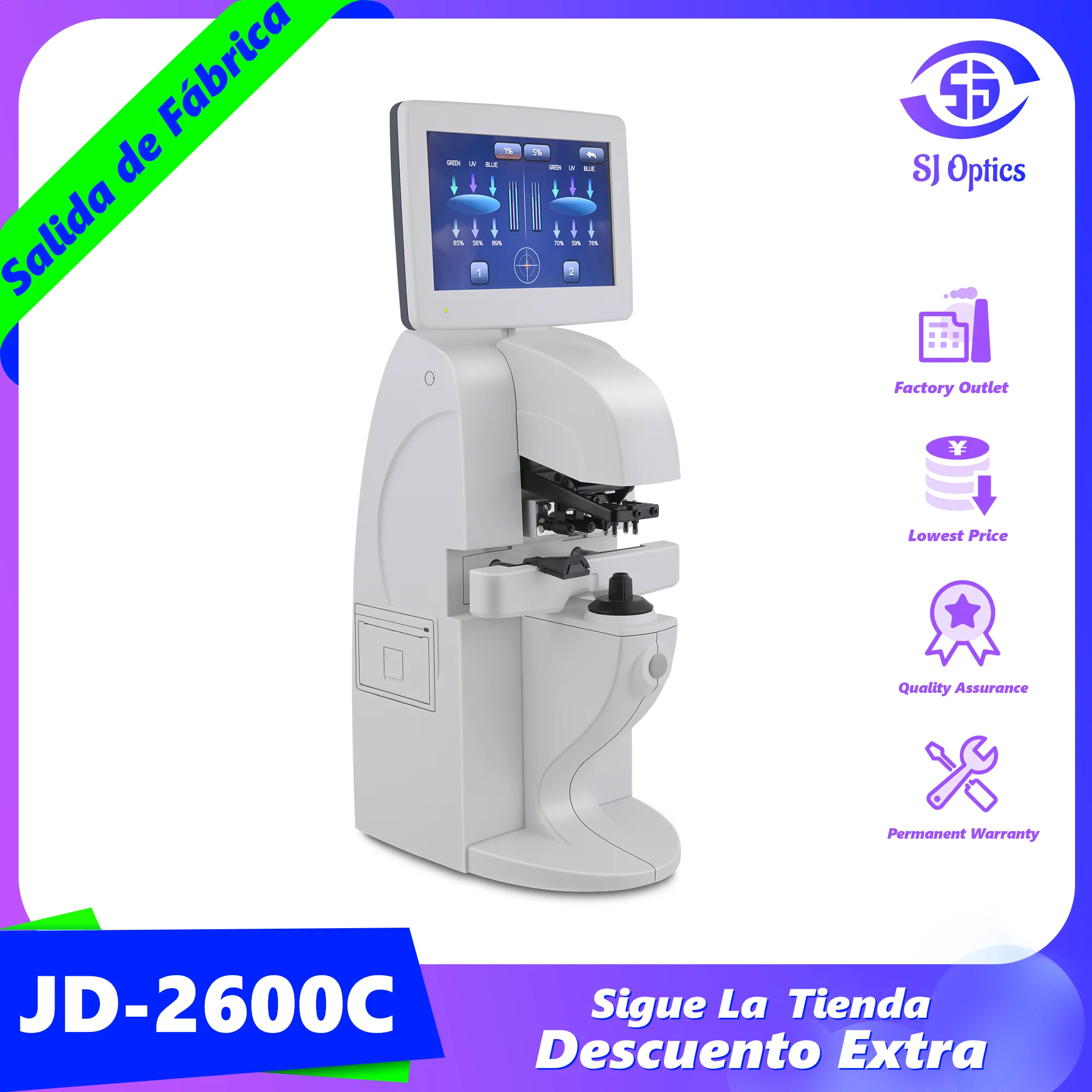JD2600 Lensmeter Jd-2600C Lensometer 7'' Lcd Touch Screen Digital Automatic Focimeter Xinyuan Auto Lensmeter With PD UV Printer