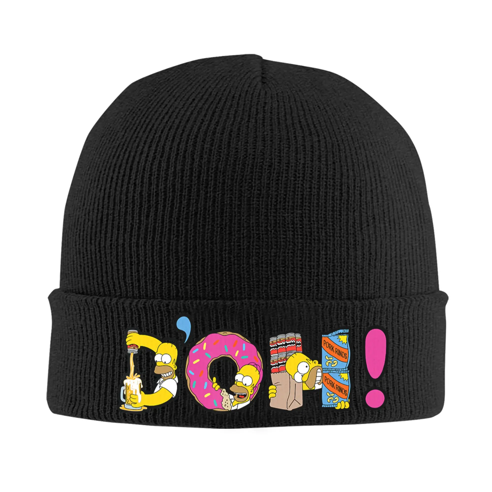 The Simpson Homer Beer and Donuts Letters D-OH! Knitted Hat Beanie Winter Hats Warm Unisex  New  Cap for Men Women Gifts,