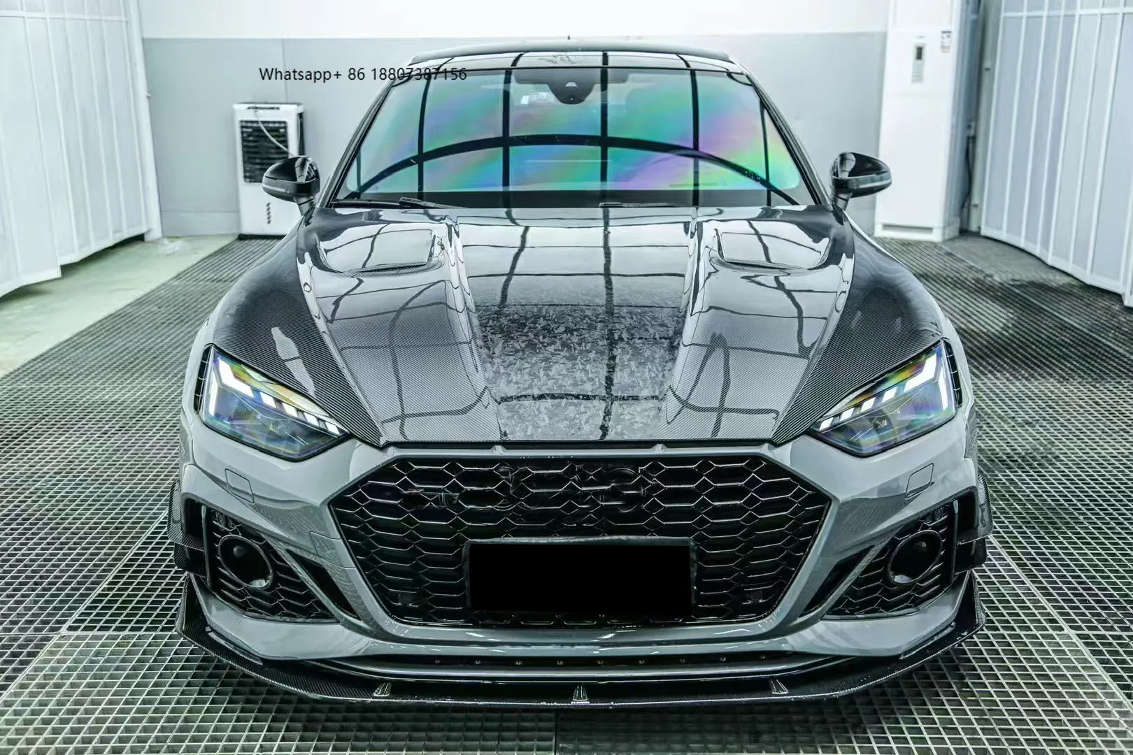 

ForAudi RS5 B9.5 Wind Knife Front Lip Carbon Fiber Bumper with Exhaust Cut-Outs New Condition