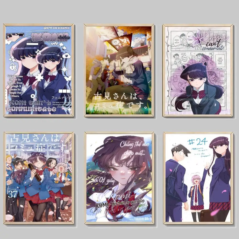 Anime Komi Can T Communicate  Vintage Posters Sticky Retro Kraft Paper Sticker DIY Room Bar Cafe Kawaii Room Decor