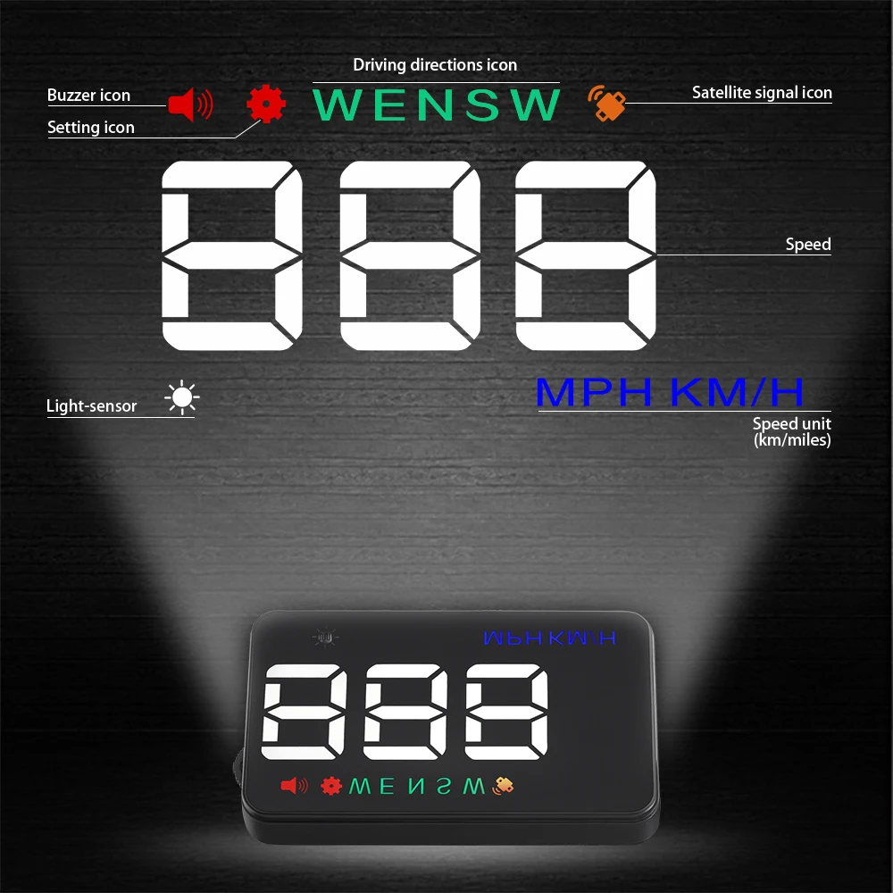 A5 GPS Car Head-up Display For HUD Windshield Projector Digital Overspeed Alarm On-Board Computer Car Electronics Speed Meter