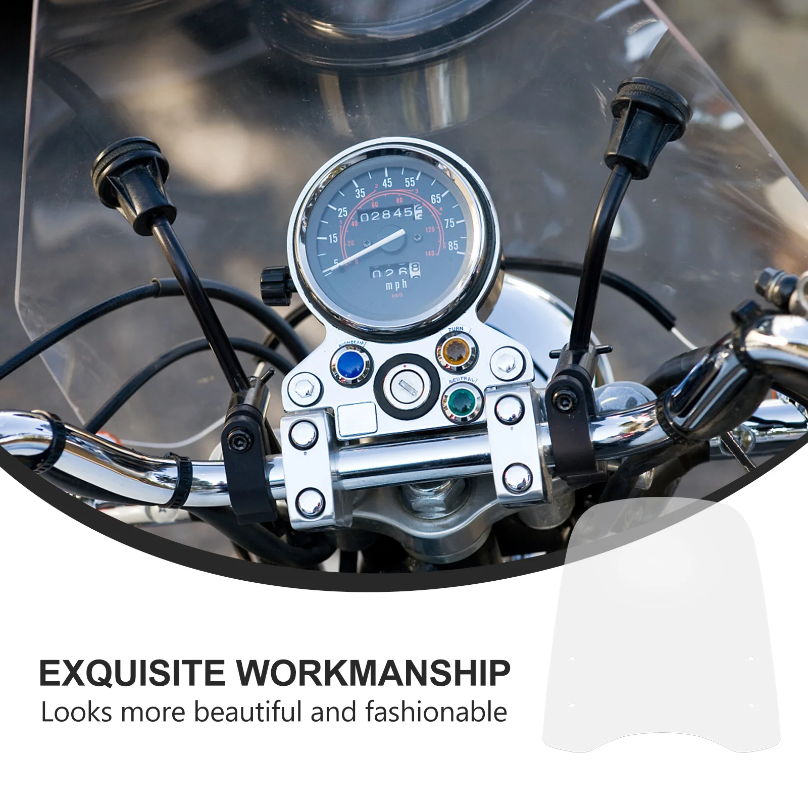 

Clear Pc Material Motorcycle Windscreen Universal Scooter Spoiler Wind Deflector High Definition Curved Surface Design Rain