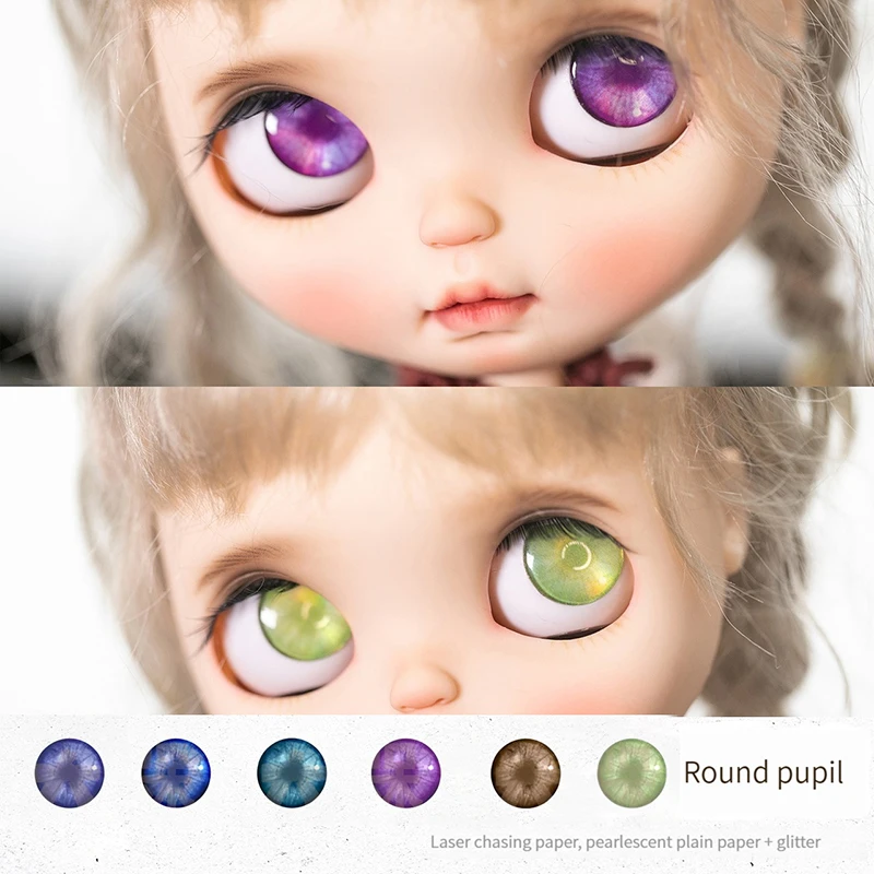 Yestary ตุ๊กตา BJD ขนาด14มม. เป็นชิ้นตาสำหรับของเล่นตุ๊กตาบลายธ์ด้าม DIY อุปกรณ์เสริมประกายชิปตาแก้วสำหรับเป็นของขวัญเด็กผู้หญิง