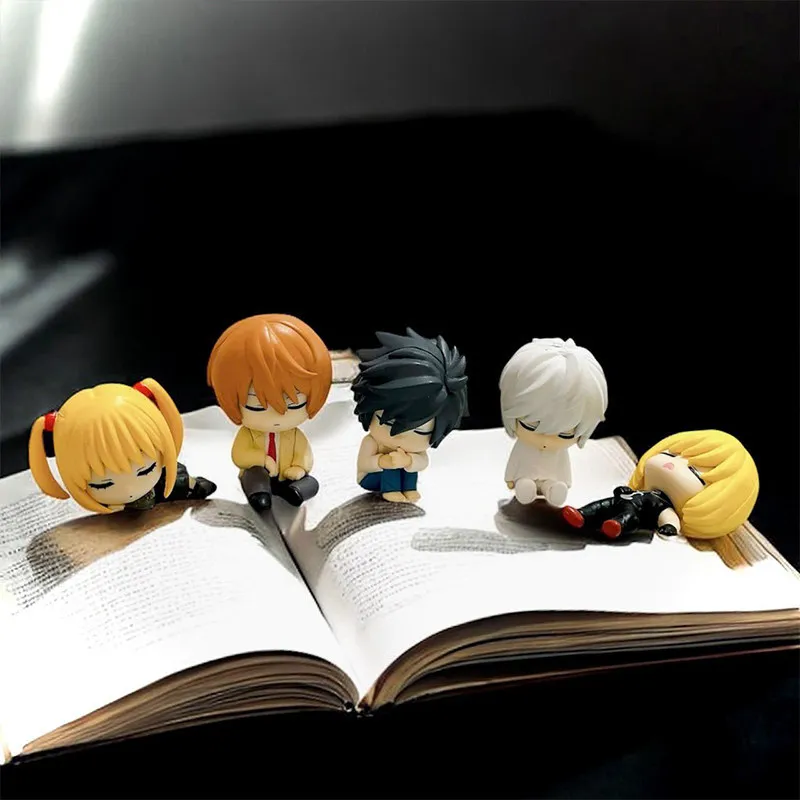 5-teiliges Set Death Note Nemurasetai Sleeping Team Mini-Chibi-Figuren Niedliche L Light Yagami Misa Mello Near Anime-Modell Ornament Geschenk – Detail 3