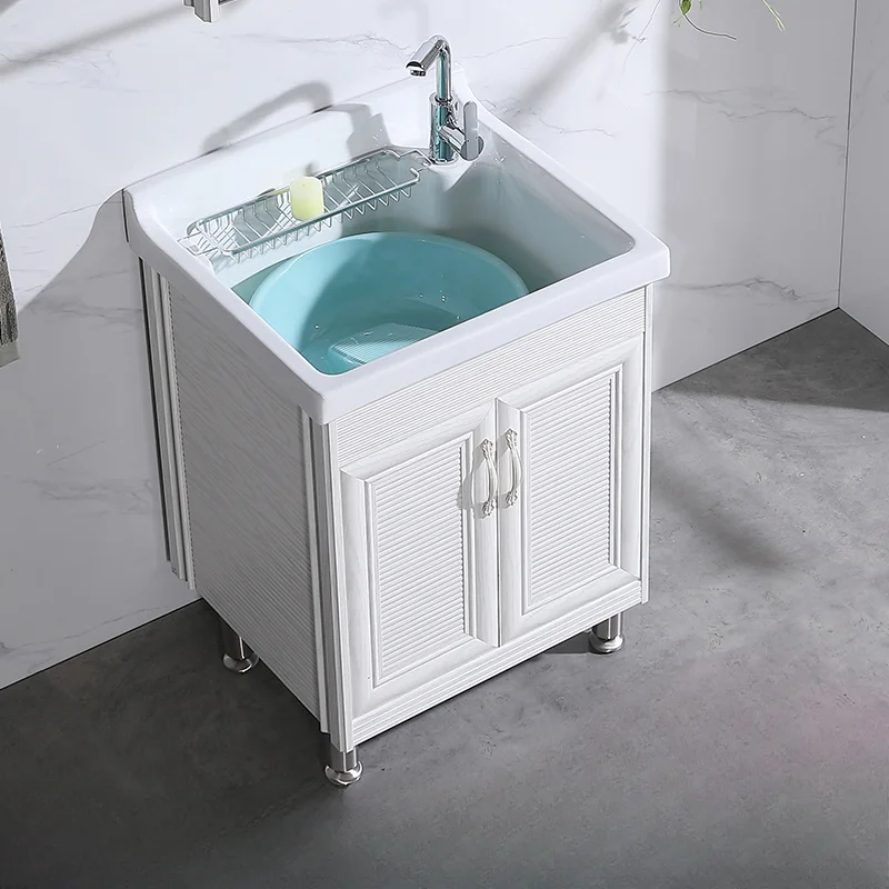 Space Aluminum Laundry Cabinet Balcony Deepened Pool Ceramic Integrated Basin Size PoolSink