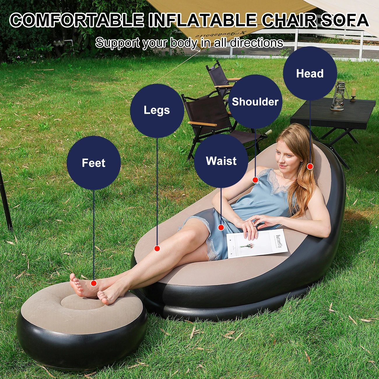 Flocked Inflatable Lazy Sofa - Made of Eco-Friendly PVC, Perfect for Leisure Chairs, Balcony Nap Chairs, and Single Recliners image 2