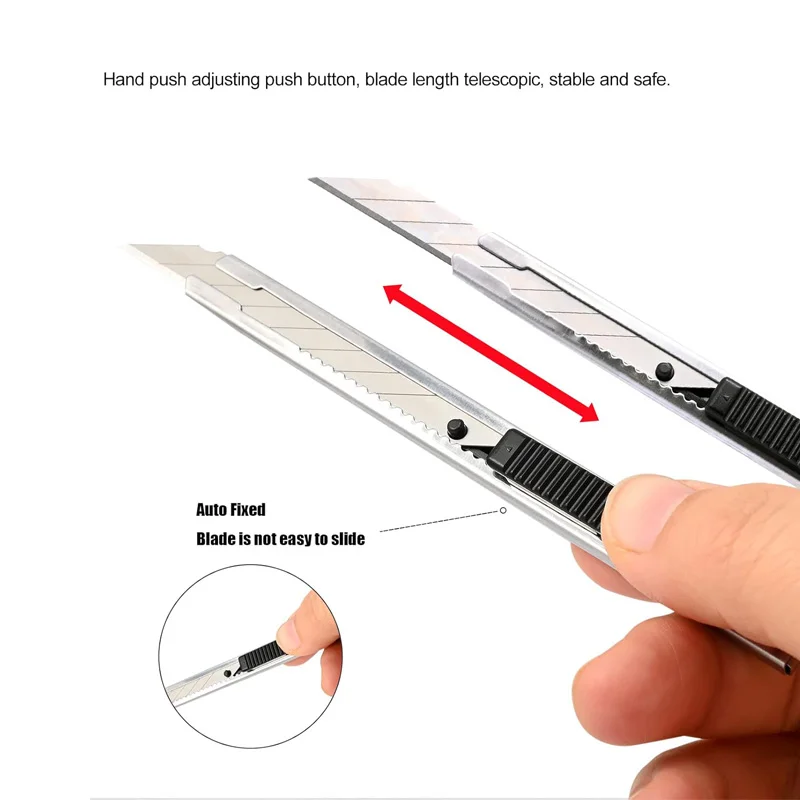 9mm Lockable Utility Knife with 30/60 Degree Snap-Off Spare Blades Auto Vinyl Cutting Graphic Knife Tint Film Hand Tools - Image 4