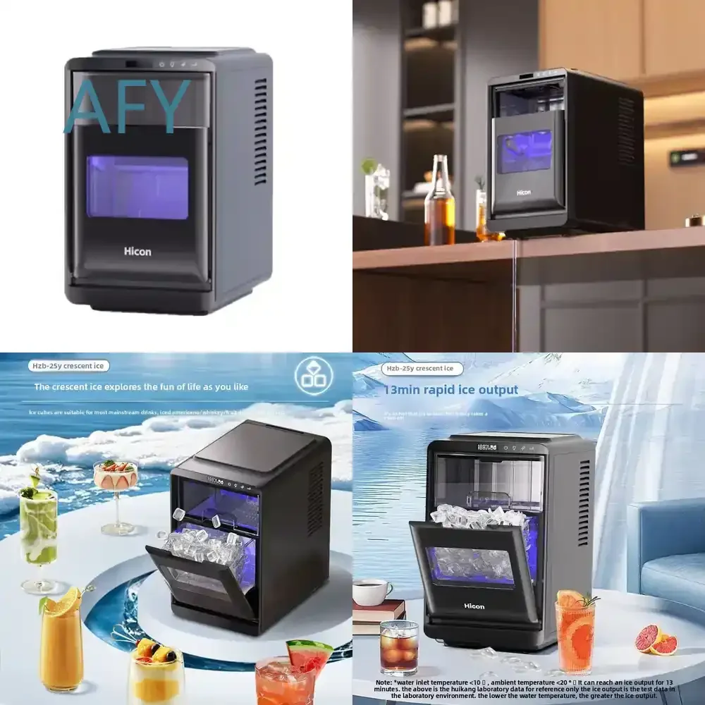 220-V-Eiswürfelmaschine für den Haushalt und den gewerblichen Gebrauch, schnelle Kühlung, energieeffizient, Halbmond-Eiswürfelbereiter, schwarz, für den Haushalt