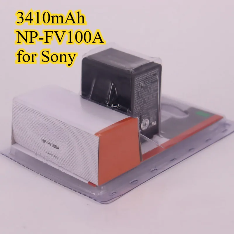 Bateria NP-FV100A de alta capacidade 3410mAh para filmadora Sony PXW-Z190 PXW-Z150 PXW-X70 FDR-AX700 FDR-AX60