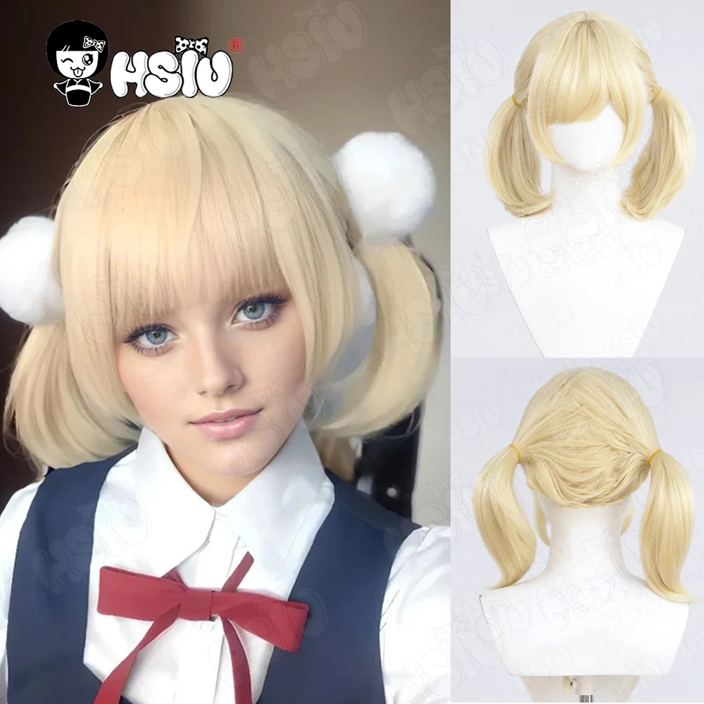 Shigure Ui Cosplay Wig Fiber synthetic wig「HSIU 」Yellow double ponytail short Wig+Wig cap VTuber cosplay Wig