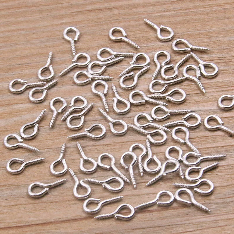 100pcs Mini Screw Eye Pin Pegs 8 x 4mm Hooks Self-Tapping Screws for Arts & Crafts Cork Top Bottles DIY Jewelry Making