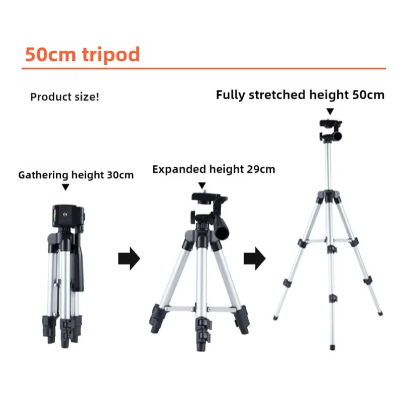 Tripod Video Universal untuk Ponsel dengan Penyangga Ponsel, Penjepit untuk Rekaman Video dan Fotografi, Tripod Ringan
