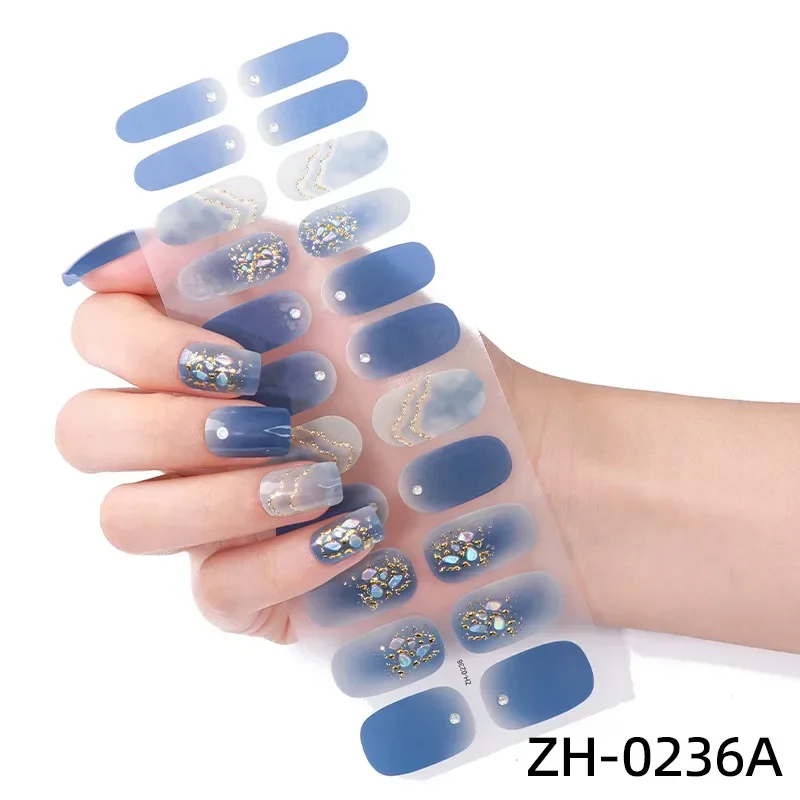 22Tips Kerstserie Nagelstickers Groothandel Gradiënt Glitter Waterdichte 3d Imitatie Diamant Stempelen Sneeuwgel Nagelstickers