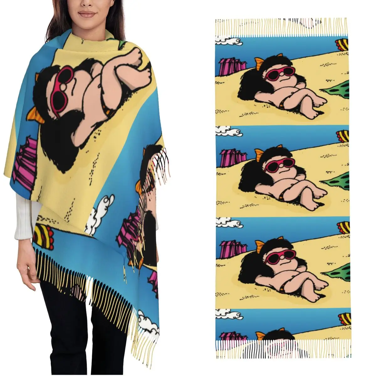 

Ma nneas шали накидки для женщин теплый большой длинный шарф аниме мультфильм пашмины шаль шарфы