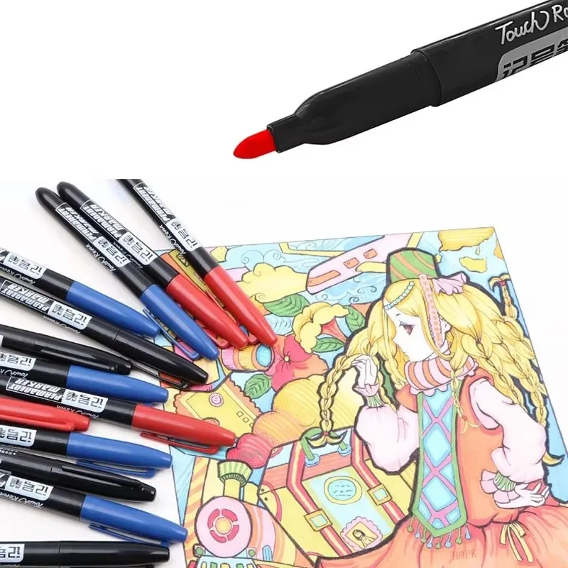 

6/10 шт. черных масляных маркеров, водостойкие, невыцветающие, с широким наконечником, для рисования, для белых досок, канцелярские товары