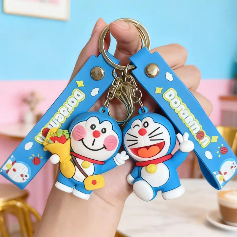 Kawaii Doraemon Keychain Cartoon Pvc Lanyard Key Ring Car Backpack Cute Decoration Creativity Anime Peripherals Friend Gift Toy