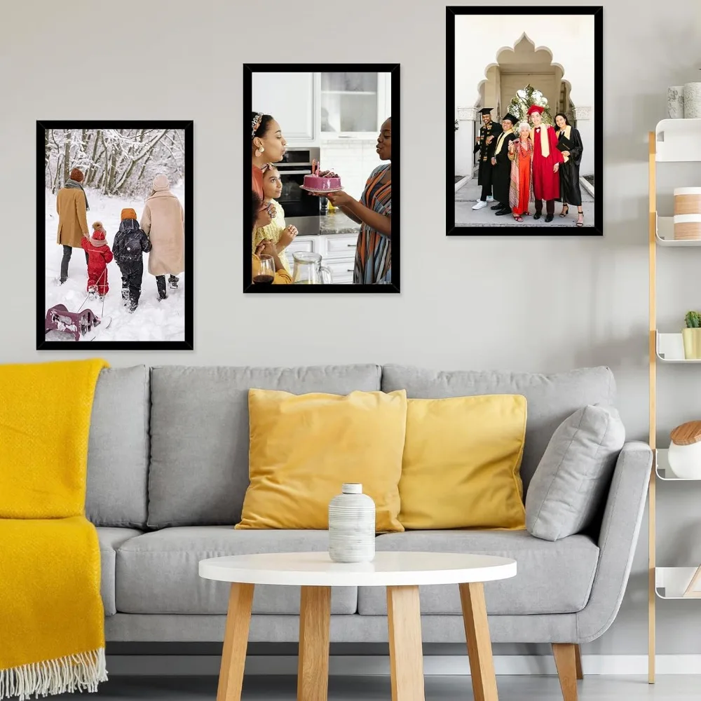 إطار صورة أسود مقاس 22.375 × 34 لألغاز الصور الملصقة، وعرض المعرض الرأسي الأفقي المعلق على الحائط