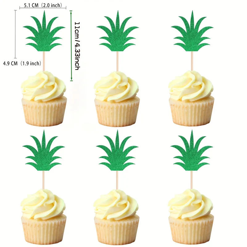 24 قطعة من أغطية الكب كيك على شكل أناناس، أغطية كعكة الدونات، أغطية كب كيك لطيفة للصيف، زينة كعكة حفلات هاواي الاستوائية