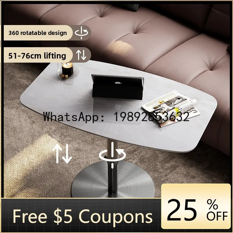 

Z3 Natural Marble Adjustable Rotating Creative Sofa Side Table Luxury Stone Meeting Small Table