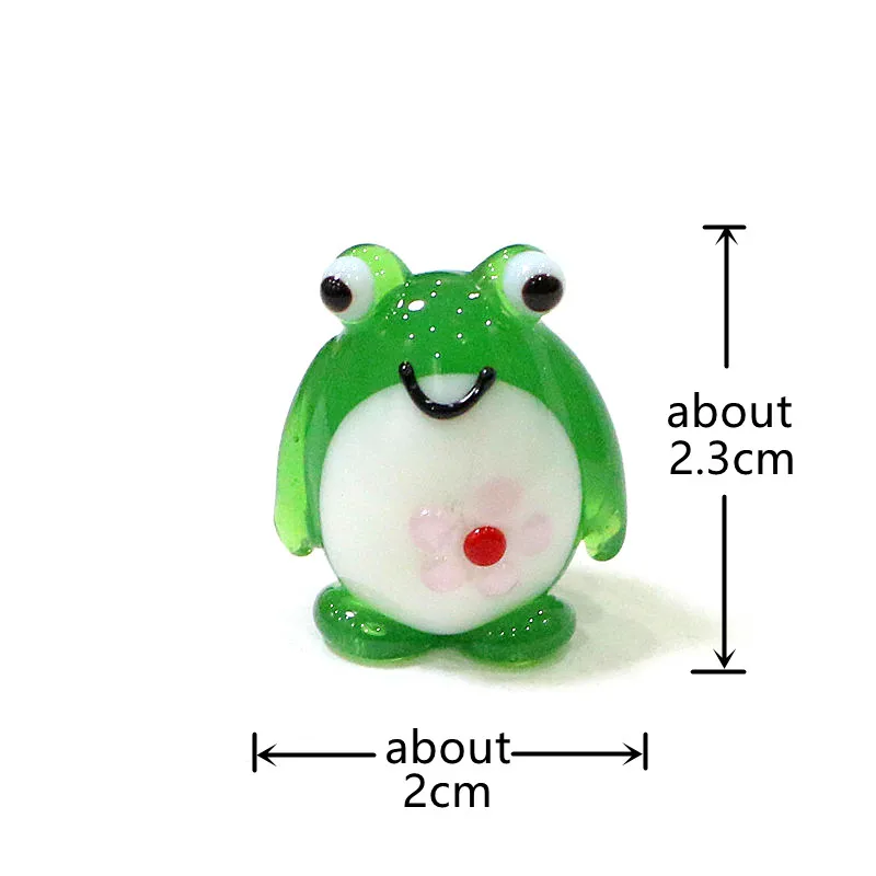 2pcs Custom Japan Style Cute Glass Frog Mini Figurines Ornaments Easter Cartoon Animal Tiny Statues Home Desk Fairy Garden Decor