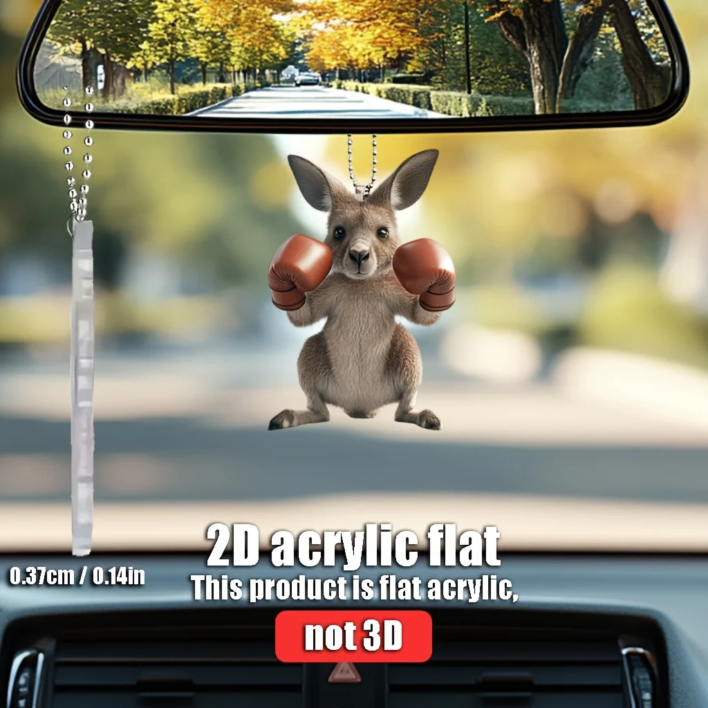2D Boxing Kangaroo Keychain Fun Acrylic Hanging Ornament Car Pendant Decorations Creative Backpack Halloween Party Gift view 4