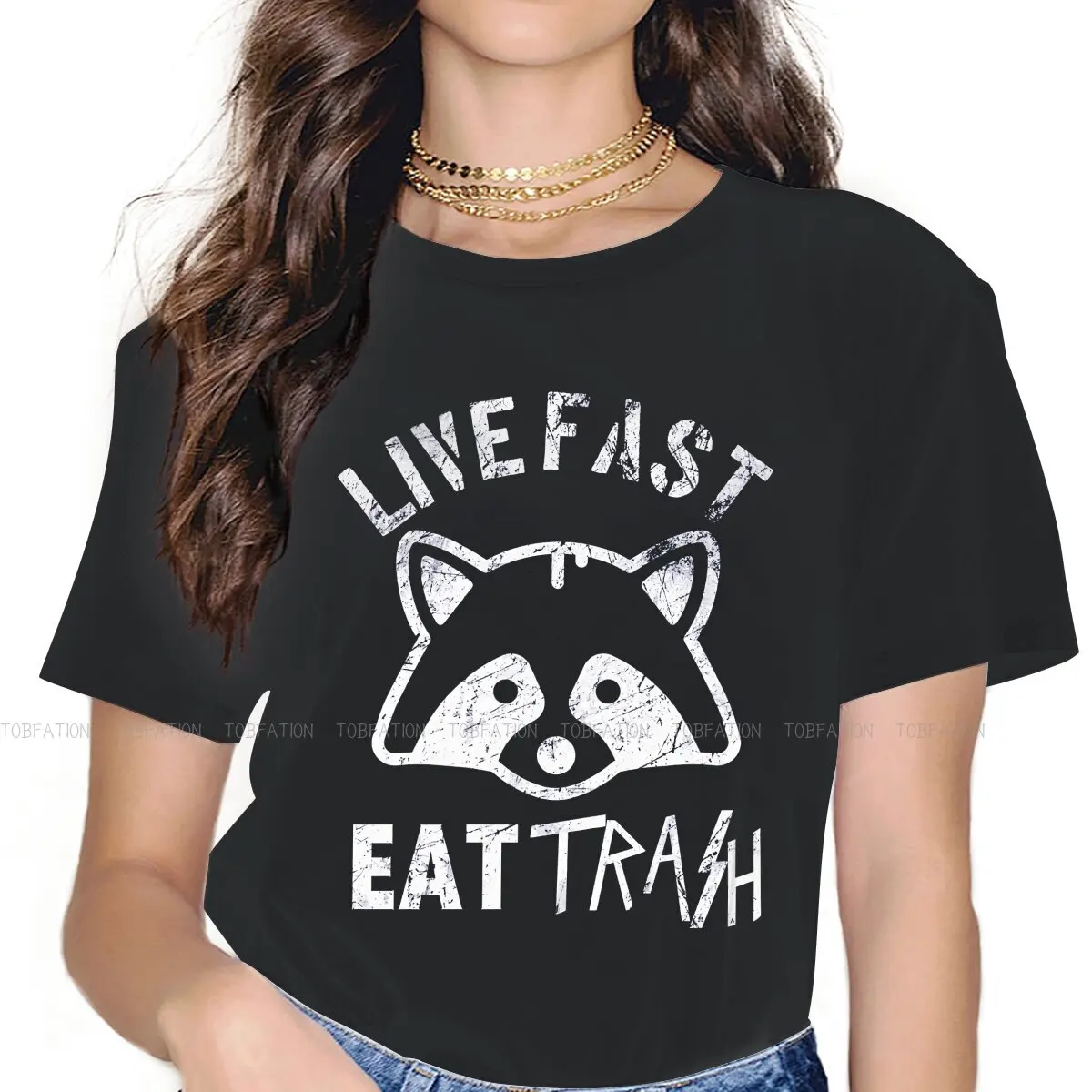 Racoon Retro Vintage Trash Panda Classic Women's TShirt Racoon Animals O Neck Girls Tops 4XL Lady T Shirt Funny Fashion Gift