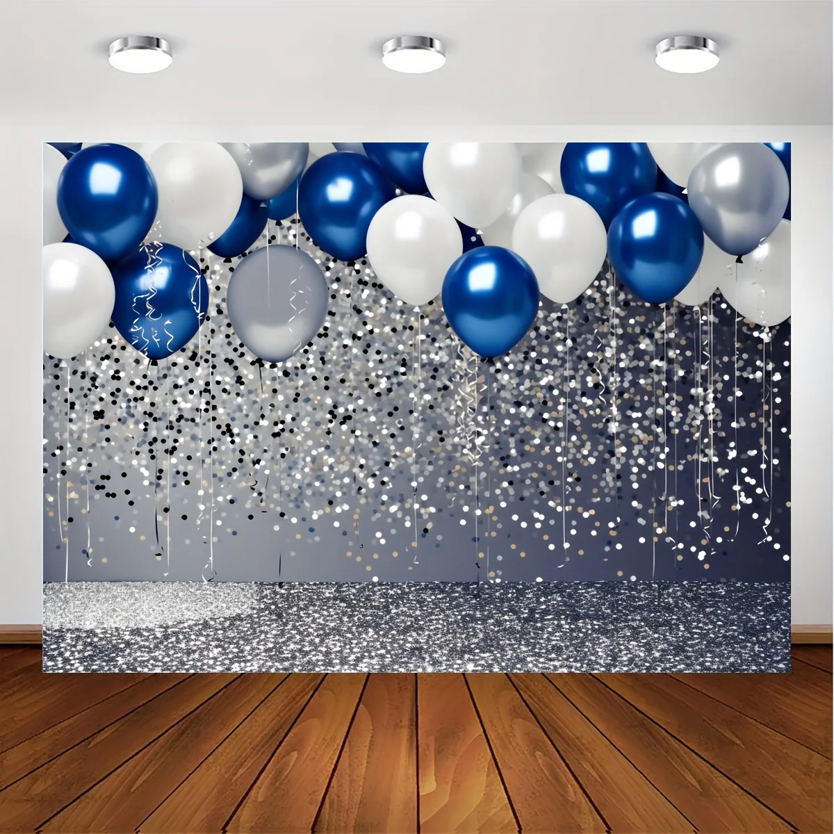 Ein königsblaues Glitzer-Hintergrund tuch, geeignet für Geburtstag, Hochzeit, Abschluss fotografie Hintergrund party