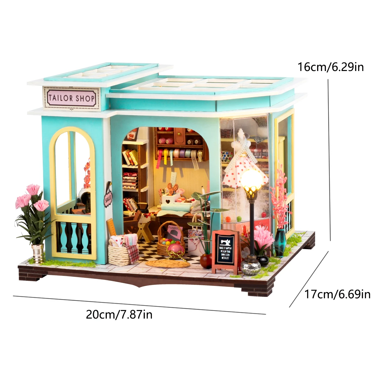 Tailor Shop Assembly Scene Model Building 3D Puzzle DIY Doll House Mini Kit Room Bedroom Decoration Girl Toy Birthday Gift