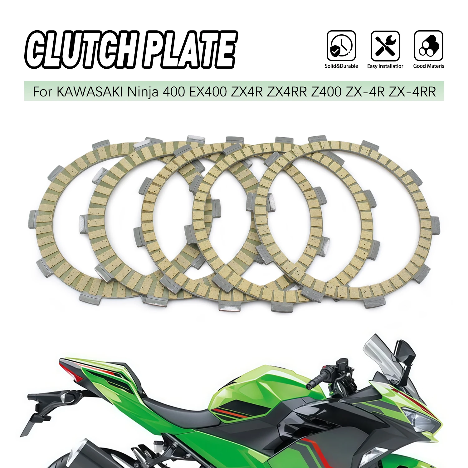 

Motorcycle For KAWASAKI Z400 ZX400R ZX400RR NINJA 400 EX400 NINJA ZX-4R ZX-4RR 2023-2024 Clutch Friction Plates Steel Plates