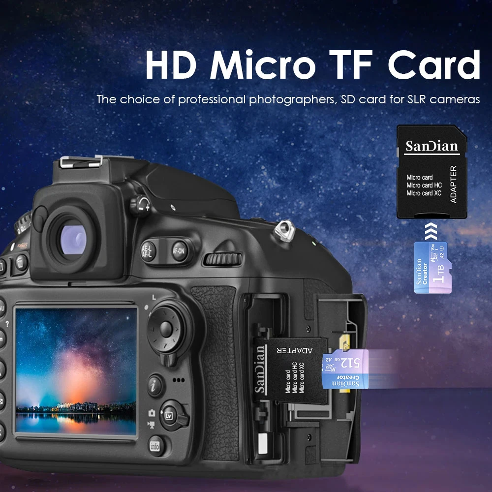 Mini SD Memory Card 128GB 256GB High Speed Micro TF Flash Card U3 Class10 SD Card for Smartphone Drone Camera Monitoring Device