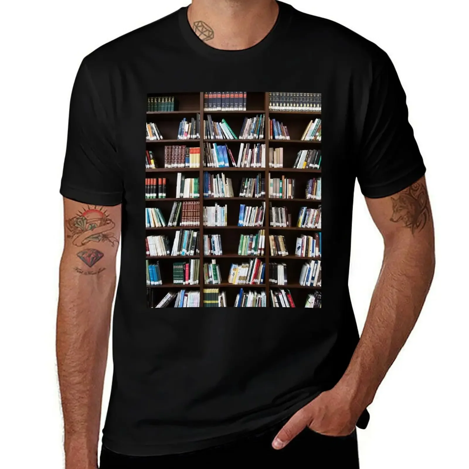 Bookshelf Books Library Bookworm Reading T-Shirt gifts for boyfriend funny gifts mens graphic t-shirts hip hop